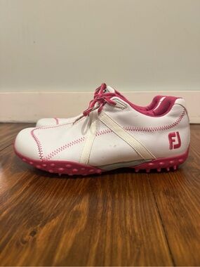 FootJoy White and Pink Women's Golf Shoe - Lace-up Style